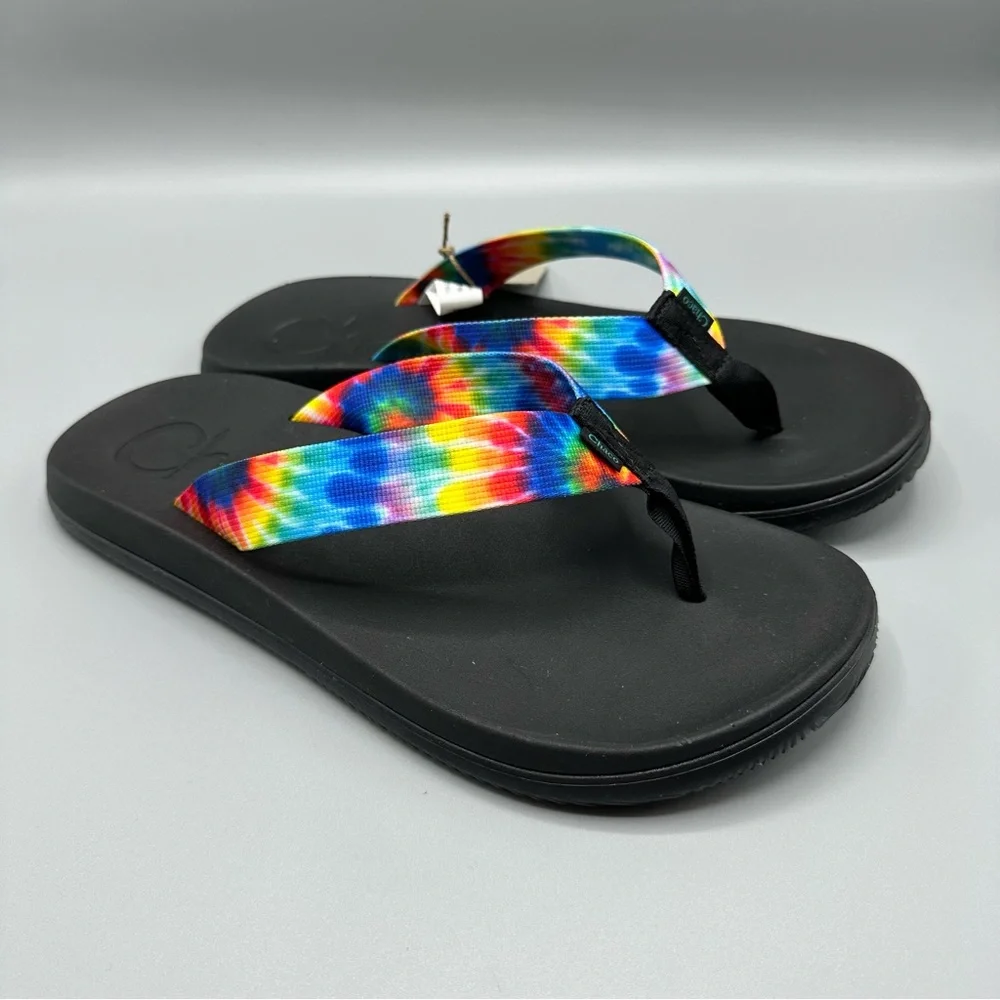NEW Chaco Chillos Mens Size 11 Dark Tie Dye Slip On Flip Flop Sandals